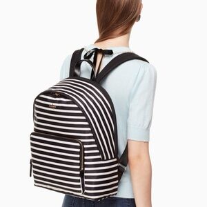 Kate Spade Striped Black and White 15” Nylon Tech Backpack